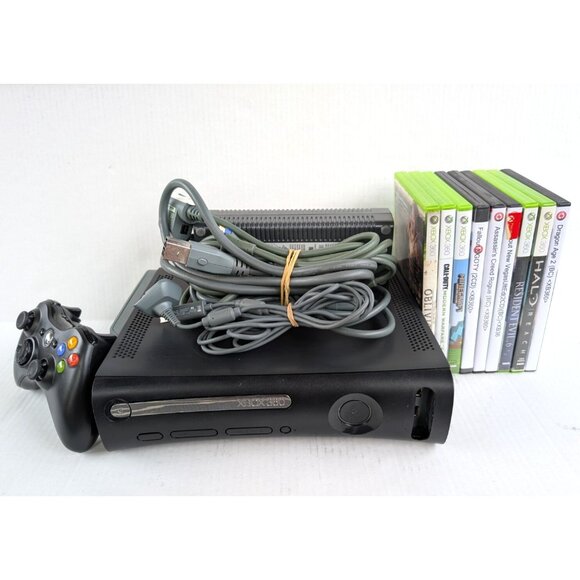 Xbox 360 Console Bundle 9 Games Controller Tested Working - Picture 1 of 11